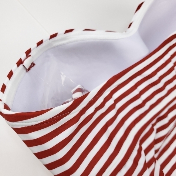 NEW Kona Sol Red White Stripe Strapless 1pc M 8-10 - Picture 7 of 12